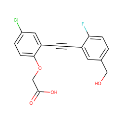 O=C(O)COc1ccc(Cl)cc1C#Cc1cc(CO)ccc1F ZINC000073170107