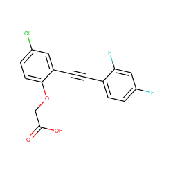 O=C(O)COc1ccc(Cl)cc1C#Cc1ccc(F)cc1F ZINC000073196054