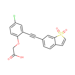 O=C(O)COc1ccc(Cl)cc1C#Cc1ccc2c(c1)S(=O)(=O)C=C2 ZINC000073159412