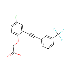 O=C(O)COc1ccc(Cl)cc1C#Cc1cccc(C(F)(F)F)c1 ZINC000073196053