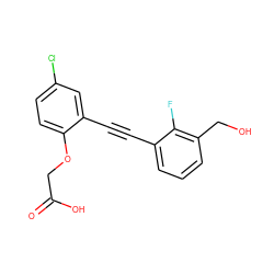 O=C(O)COc1ccc(Cl)cc1C#Cc1cccc(CO)c1F ZINC000073196249