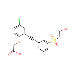 O=C(O)COc1ccc(Cl)cc1C#Cc1cccc(S(=O)(=O)CCO)c1 ZINC000073169463