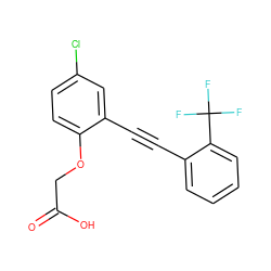 O=C(O)COc1ccc(Cl)cc1C#Cc1ccccc1C(F)(F)F ZINC000073195726