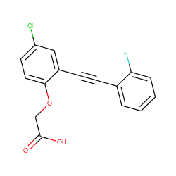 O=C(O)COc1ccc(Cl)cc1C#Cc1ccccc1F ZINC000073195725