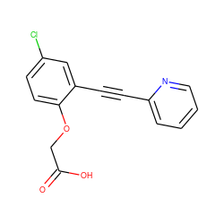 O=C(O)COc1ccc(Cl)cc1C#Cc1ccccn1 ZINC000073196251