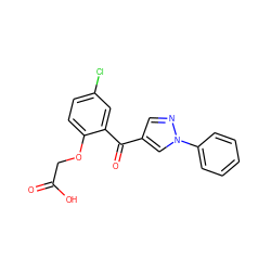 O=C(O)COc1ccc(Cl)cc1C(=O)c1cnn(-c2ccccc2)c1 ZINC000036127041