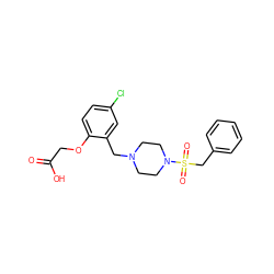 O=C(O)COc1ccc(Cl)cc1CN1CCN(S(=O)(=O)Cc2ccccc2)CC1 ZINC000066112372