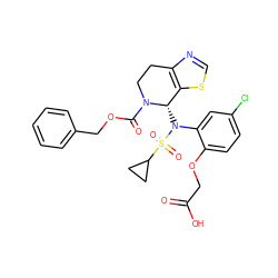 O=C(O)COc1ccc(Cl)cc1N([C@H]1c2scnc2CCN1C(=O)OCc1ccccc1)S(=O)(=O)C1CC1 ZINC001772654527