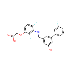 O=C(O)COc1ccc(F)c(NCc2cc(O)cc(-c3cccc(F)c3)c2)c1F ZINC000218903757