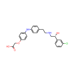 O=C(O)COc1ccc(Nc2ccc(CCNC[C@H](O)c3cccc(Cl)c3)cc2)cc1 ZINC000029131713