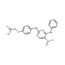 O=C(O)COc1ccc(Nc2ncc([N+](=O)[O-])c(Nc3ccccc3)n2)cc1 ZINC000029042424