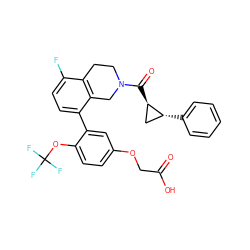 O=C(O)COc1ccc(OC(F)(F)F)c(-c2ccc(F)c3c2CN(C(=O)[C@@H]2C[C@H]2c2ccccc2)CC3)c1 ZINC000144361180