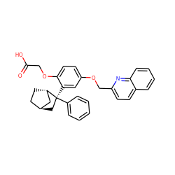 O=C(O)COc1ccc(OCc2ccc3ccccc3n2)cc1[C@]1(c2ccccc2)C[C@H]2CC[C@H]1C2 ZINC000253666930