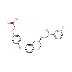 O=C(O)COc1ccc(Oc2ccc3c(c2)C[C@@H](NC[C@H](O)c2cccc(Cl)c2)CC3)cc1 ZINC000040975729