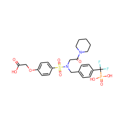 O=C(O)COc1ccc(S(=O)(=O)N(CC(=O)N2CCCCC2)Cc2ccc(C(F)(F)P(=O)(O)O)cc2)cc1 ZINC000028528965