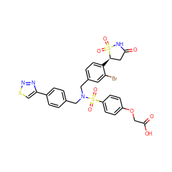 O=C(O)COc1ccc(S(=O)(=O)N(Cc2ccc(-c3csnn3)cc2)Cc2ccc([C@@H]3CC(=O)NS3(=O)=O)c(Br)c2)cc1 ZINC000082170190