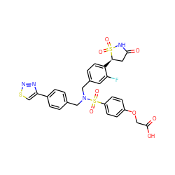 O=C(O)COc1ccc(S(=O)(=O)N(Cc2ccc(-c3csnn3)cc2)Cc2ccc([C@@H]3CC(=O)NS3(=O)=O)c(F)c2)cc1 ZINC000082170239