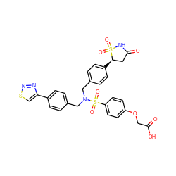 O=C(O)COc1ccc(S(=O)(=O)N(Cc2ccc(-c3csnn3)cc2)Cc2ccc([C@@H]3CC(=O)NS3(=O)=O)cc2)cc1 ZINC000082170181