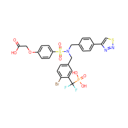 O=C(O)COc1ccc(S(=O)(=O)N(Cc2ccc(-c3csnn3)cc2)Cc2ccc(Br)c(C(F)(F)P(=O)(O)O)c2)cc1 ZINC000082170232