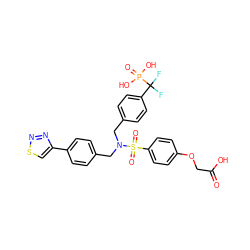 O=C(O)COc1ccc(S(=O)(=O)N(Cc2ccc(-c3csnn3)cc2)Cc2ccc(C(F)(F)P(=O)(O)O)cc2)cc1 ZINC000028527810