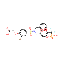 O=C(O)COc1ccc(S(=O)(=O)N(Cc2ccccc2)Cc2ccc(C(F)(F)P(=O)(O)O)cc2)cc1Br ZINC000028528315