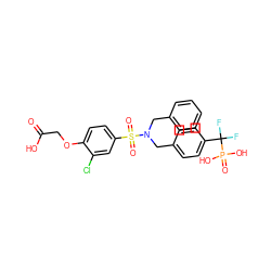 O=C(O)COc1ccc(S(=O)(=O)N(Cc2ccccc2)Cc2ccc(C(F)(F)P(=O)(O)O)cc2)cc1Cl ZINC000028526003