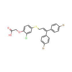 O=C(O)COc1ccc(SCC=C(c2ccc(Br)cc2)c2ccc(Br)cc2)cc1Cl ZINC000003949282