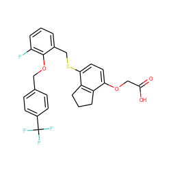 O=C(O)COc1ccc(SCc2cccc(F)c2OCc2ccc(C(F)(F)F)cc2)c2c1CCC2 ZINC000028822333