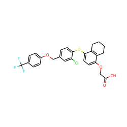 O=C(O)COc1ccc(Sc2ccc(COc3ccc(C(F)(F)F)cc3)cc2Cl)c2c1CCCC2 ZINC000049881781