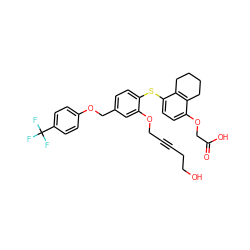 O=C(O)COc1ccc(Sc2ccc(COc3ccc(C(F)(F)F)cc3)cc2OCC#CCCO)c2c1CCCC2 ZINC000049889090