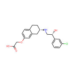 O=C(O)COc1ccc2c(c1)C[C@@H](NC[C@H](O)c1cccc(Cl)c1)CC2 ZINC000003809422