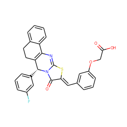 O=C(O)COc1cccc(/C=c2\sc3n(c2=O)[C@H](c2cccc(F)c2)C2=C(N=3)c3ccccc3CC2)c1 ZINC000049071311