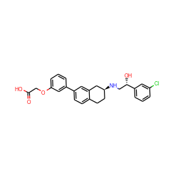 O=C(O)COc1cccc(-c2ccc3c(c2)C[C@@H](NC[C@H](O)c2cccc(Cl)c2)CC3)c1 ZINC000040974598