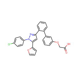 O=C(O)COc1cccc(-c2ccccc2-c2cc(-c3ccco3)n(-c3ccc(Cl)cc3)n2)c1 ZINC000071294599