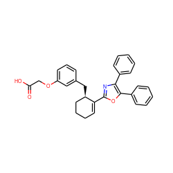 O=C(O)COc1cccc(C[C@@H]2CCCC=C2c2nc(-c3ccccc3)c(-c3ccccc3)o2)c1 ZINC000049888620