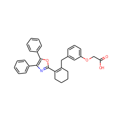 O=C(O)COc1cccc(CC2=C(c3nc(-c4ccccc4)c(-c4ccccc4)o3)CCCC2)c1 ZINC000013587679