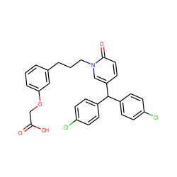 O=C(O)COc1cccc(CCCn2cc(C(c3ccc(Cl)cc3)c3ccc(Cl)cc3)ccc2=O)c1 ZINC000073224012