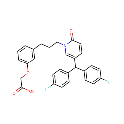 O=C(O)COc1cccc(CCCn2cc(C(c3ccc(F)cc3)c3ccc(F)cc3)ccc2=O)c1 ZINC000082158340