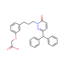 O=C(O)COc1cccc(CCCn2nc(C(c3ccccc3)c3ccccc3)ccc2=O)c1 ZINC000082158339