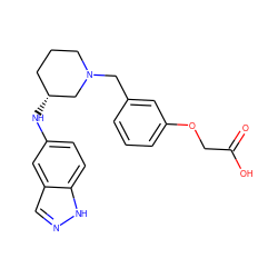 O=C(O)COc1cccc(CN2CCC[C@@H](Nc3ccc4[nH]ncc4c3)C2)c1 ZINC000114037462