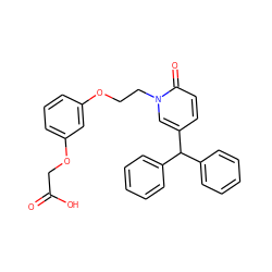 O=C(O)COc1cccc(OCCn2cc(C(c3ccccc3)c3ccccc3)ccc2=O)c1 ZINC000082158392