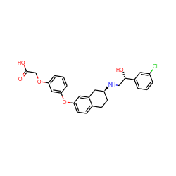 O=C(O)COc1cccc(Oc2ccc3c(c2)C[C@@H](NC[C@H](O)c2cccc(Cl)c2)CC3)c1 ZINC000040973779