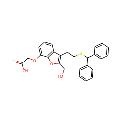 O=C(O)COc1cccc2c(CCSC(c3ccccc3)c3ccccc3)c(CO)oc12 ZINC000013671554