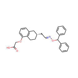 O=C(O)COc1cccc2c1CC[C@@H](C/C=N/OC(c1ccccc1)c1ccccc1)C2 ZINC000003943702