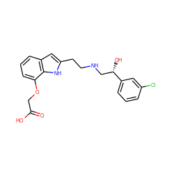 O=C(O)COc1cccc2cc(CCNC[C@H](O)c3cccc(Cl)c3)[nH]c12 ZINC000026148027