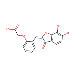 O=C(O)COc1ccccc1/C=C1/Oc2c(ccc(O)c2O)C1=O ZINC000027421909