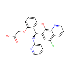 O=C(O)COc1ccccc1[C@H](Nc1ccccn1)c1cc(Cl)c2cccnc2c1O ZINC000008685283