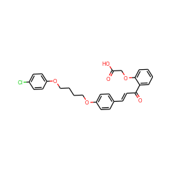 O=C(O)COc1ccccc1C(=O)/C=C/c1ccc(OCCCCOc2ccc(Cl)cc2)cc1 ZINC000058574747
