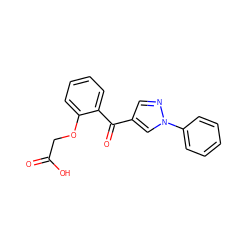 O=C(O)COc1ccccc1C(=O)c1cnn(-c2ccccc2)c1 ZINC000036127017