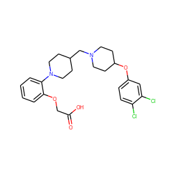 O=C(O)COc1ccccc1N1CCC(CN2CCC(Oc3ccc(Cl)c(Cl)c3)CC2)CC1 ZINC000095579047